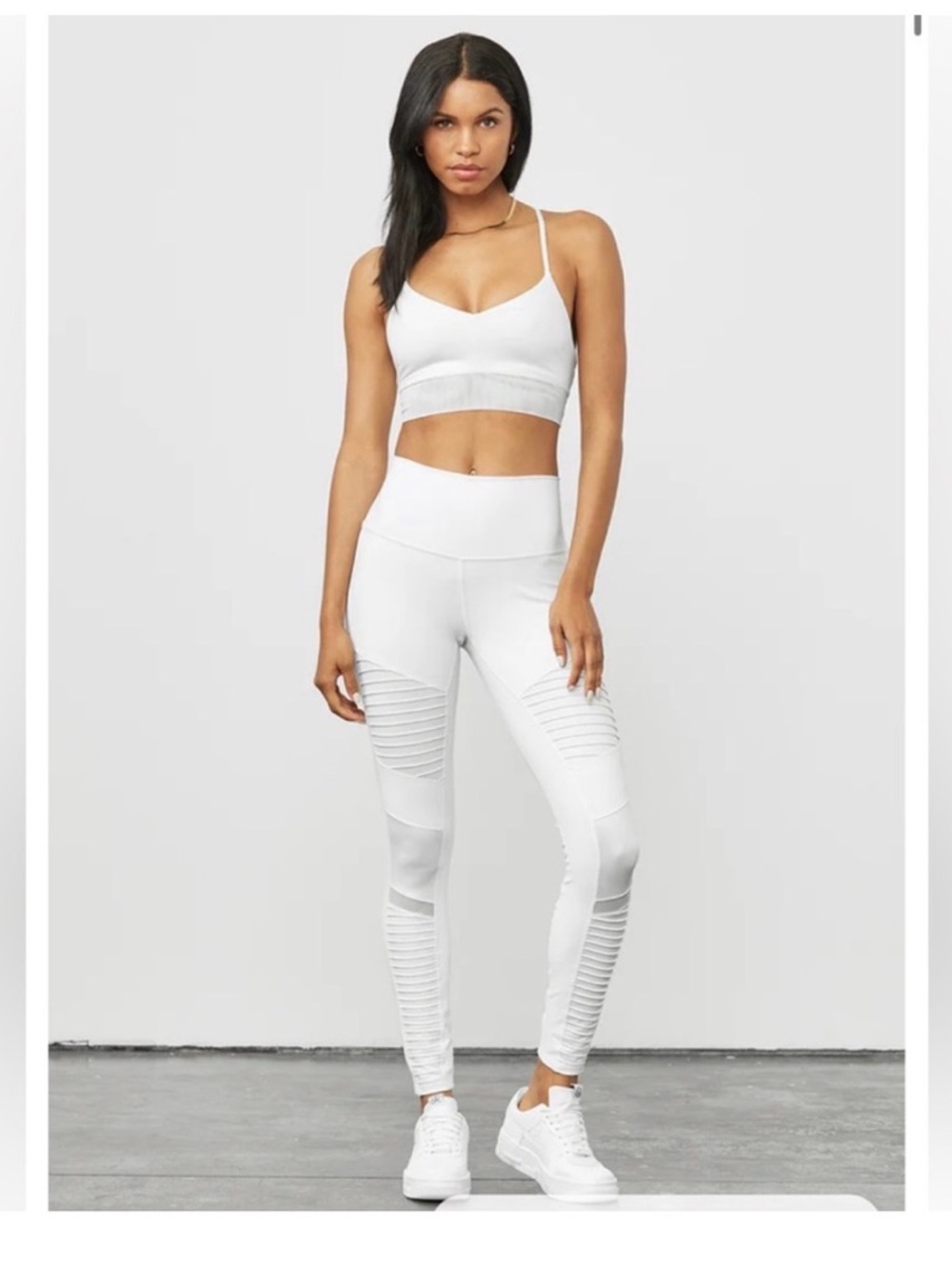 ALO Yoga White Ribbed High-Waist Leggings